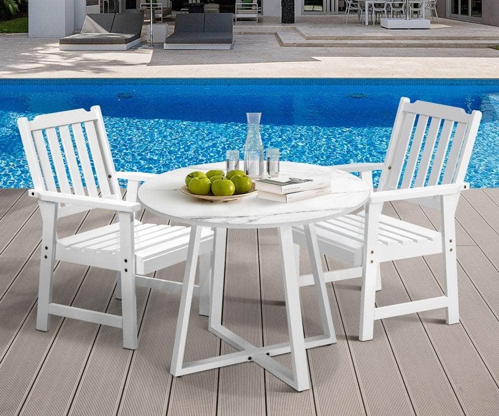 3PCS & 5PCS Outdoor Dining Set with Table & Solid Wood Chairs for Patio Use