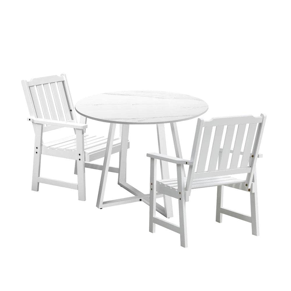 3PCS & 5PCS Outdoor Dining Set with Table & Solid Wood Chairs for Patio Use