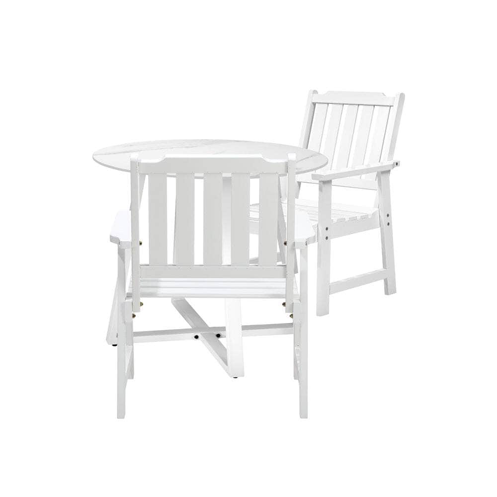 3PCS & 5PCS Outdoor Dining Set with Table & Solid Wood Chairs for Patio Use