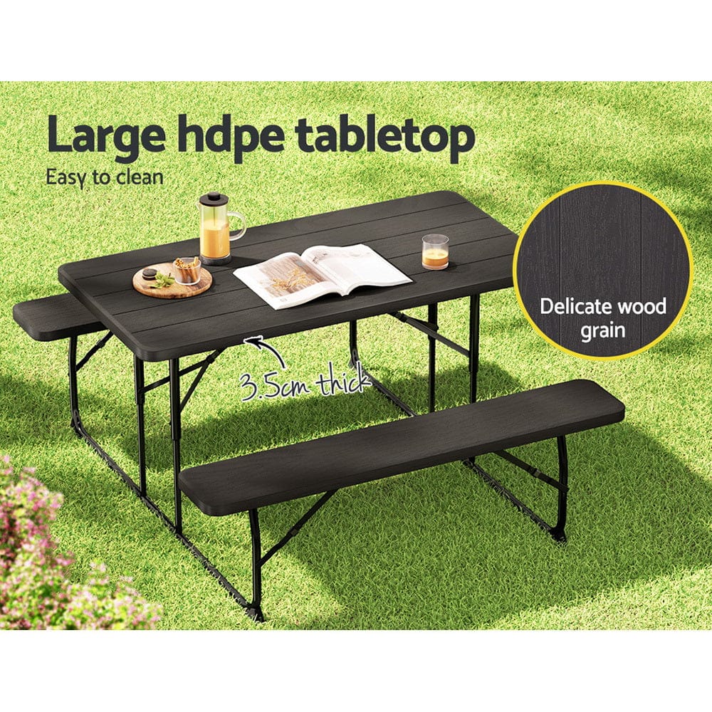 3 Pcs Outdoor Furniture Dining Set Lounge Setting Patio Hdpe Bench with 3 Pcs