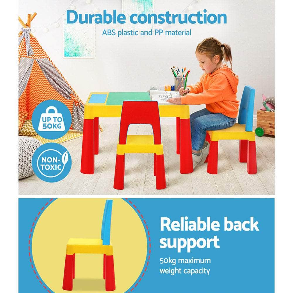 3Pcs Kids Table And Chairs Set Activity Chalkboard Toys Storage Desk
