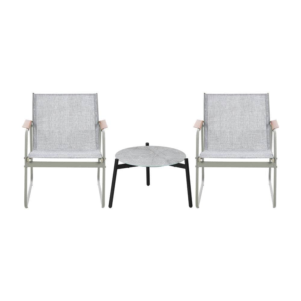 3PCS Outdoor Bistro Set Patio Chair 50cm Coffee Table Textilene