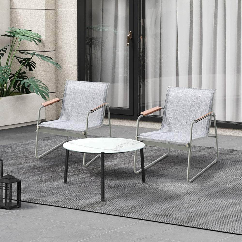 3PCS Outdoor Bistro Set Patio Chair 50cm Coffee Table Textilene