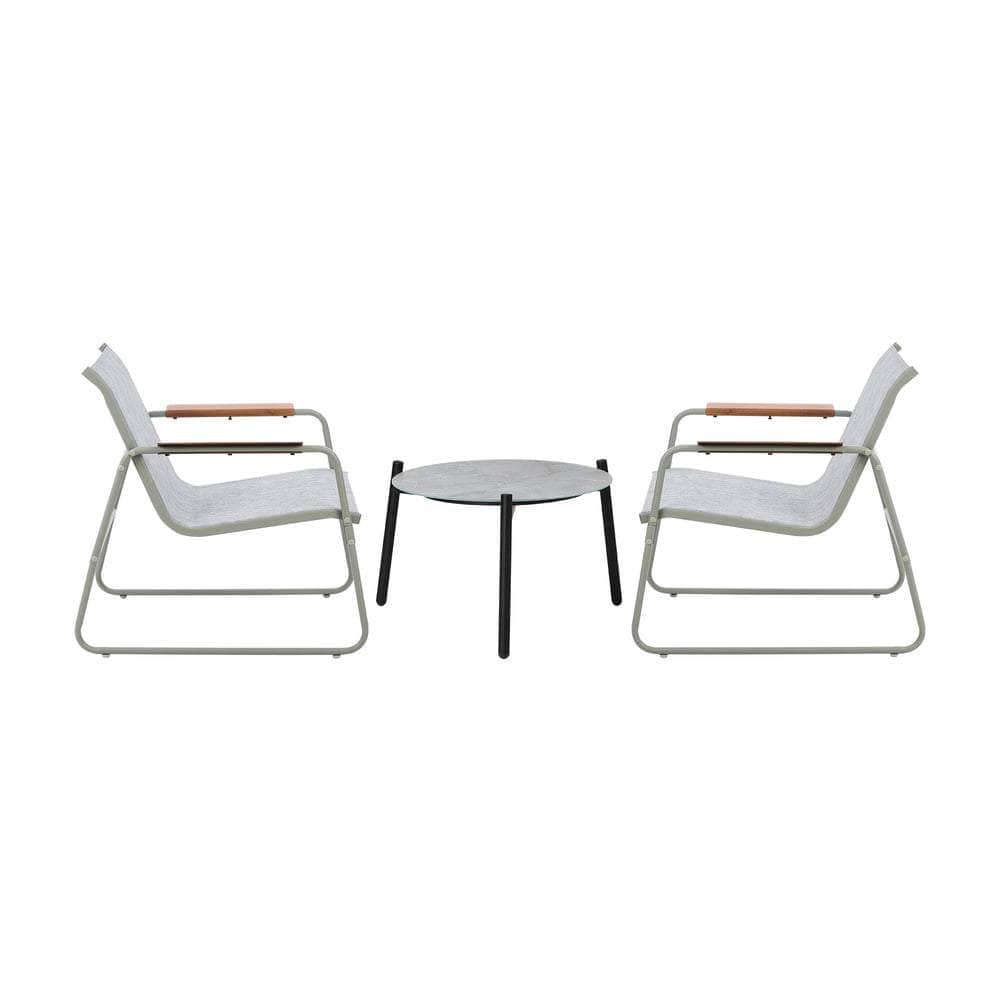 3PCS Outdoor Bistro Set Patio Chair 50cm Coffee Table Textilene