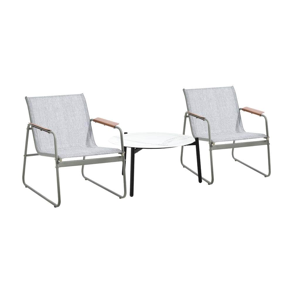 3PCS Outdoor Bistro Set Patio Chair 50cm Coffee Table Textilene