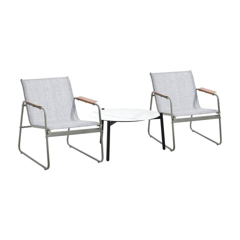 3PCS Outdoor Bistro Set Patio Chair 50cm Coffee Table Textilene