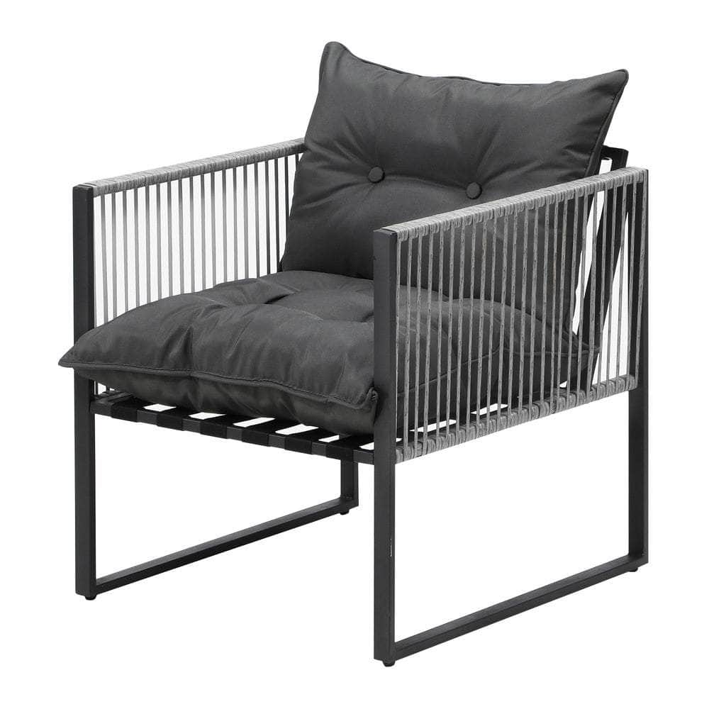 3PCS Outdoor Dining Set Coffee Table Armchairs with Cushions