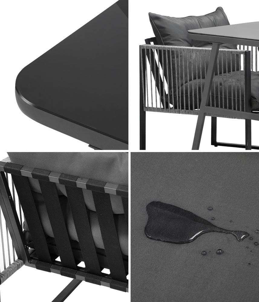 3PCS Outdoor Dining Set Coffee Table Armchairs with Cushions