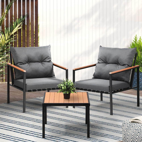 3PCS Outdoor Furniture Lounge Setting Sofa Chairs Patio Dining Bistro Set