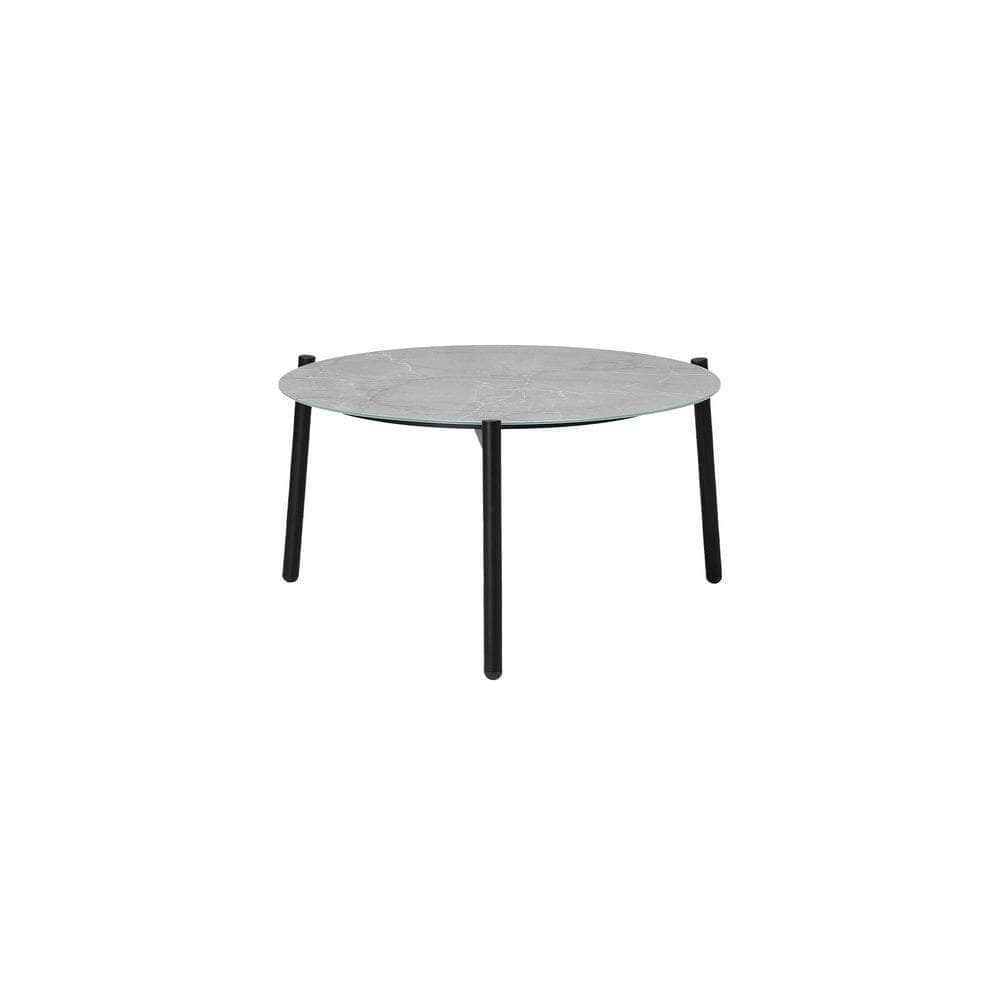 3PCS Outdoor Patio Set 50CM Grey Marble Table Rattan Chairs