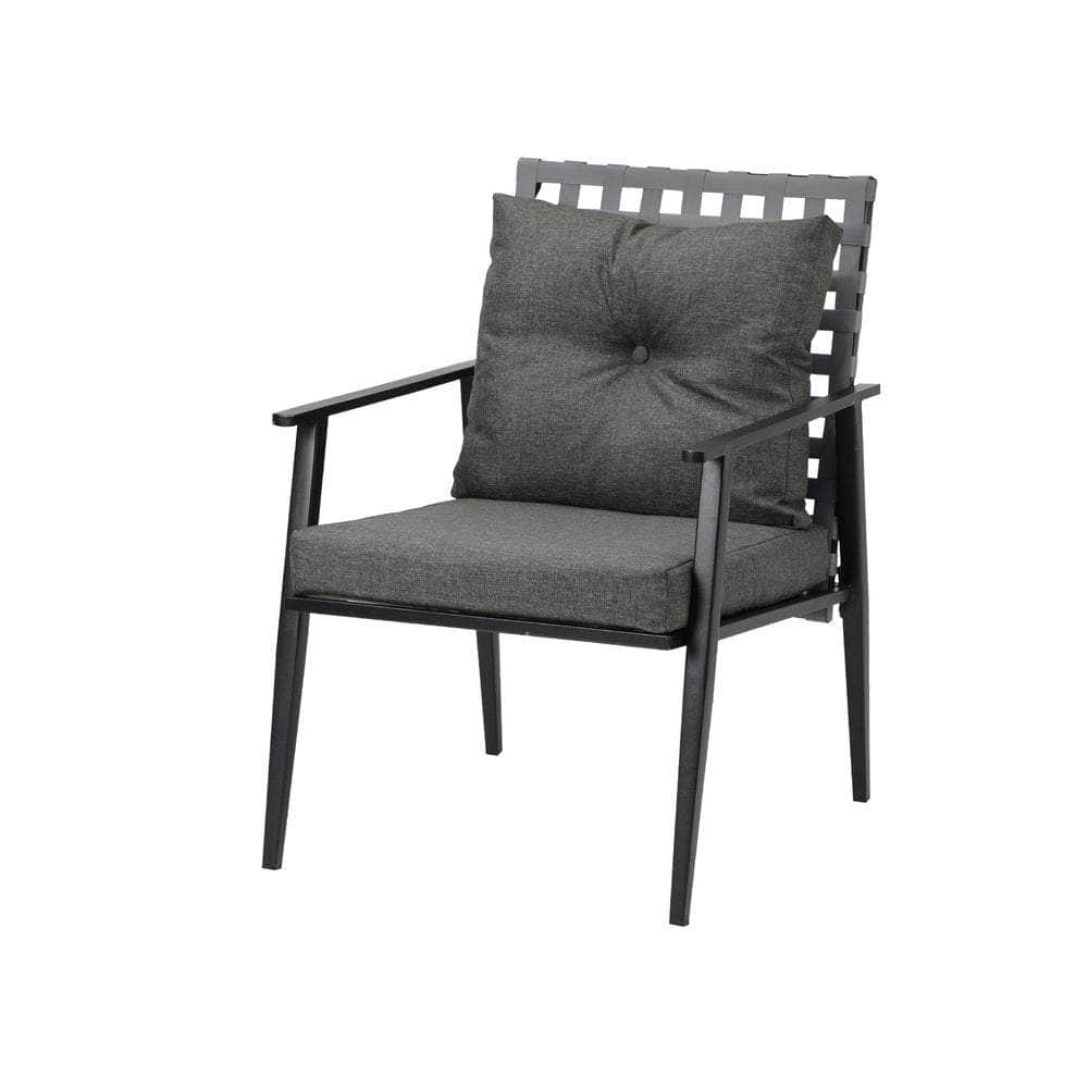 3PCS Outdoor Patio Set 50CM Grey Marble Table Rattan Chairs