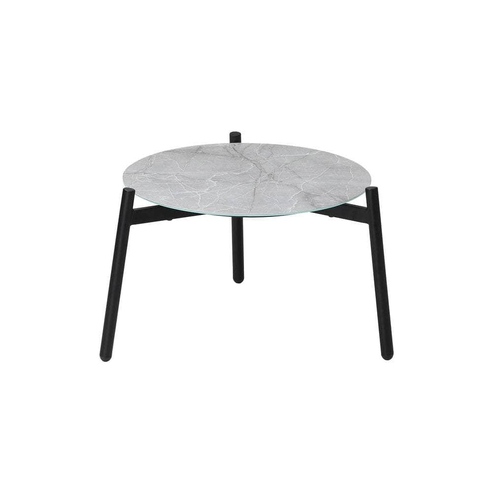 3PCS Outdoor Patio Set 50cm Grey Table Cushioned Armchairs