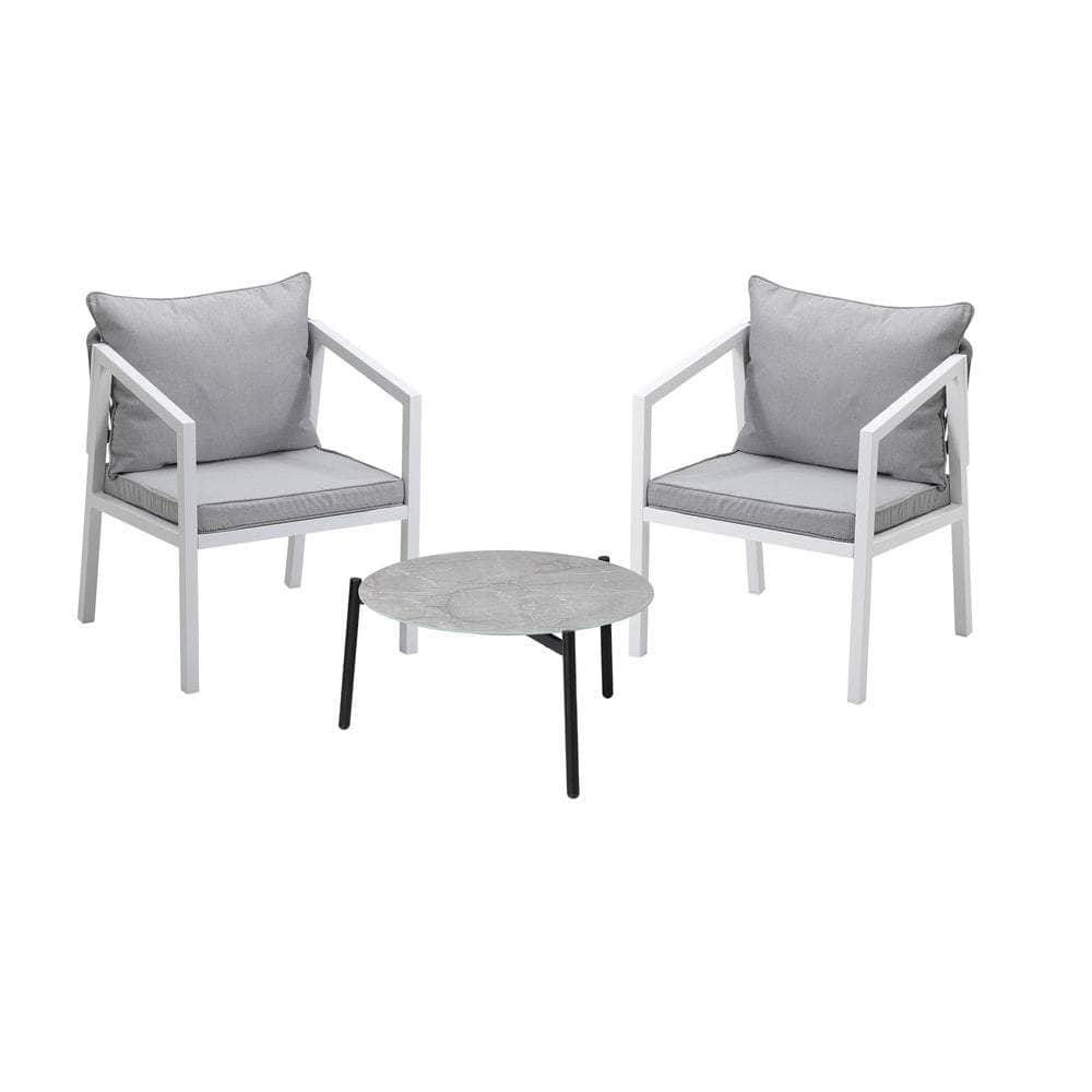 3PCS Outdoor Patio Setting Grey 70cm & 50cm Coffee Table