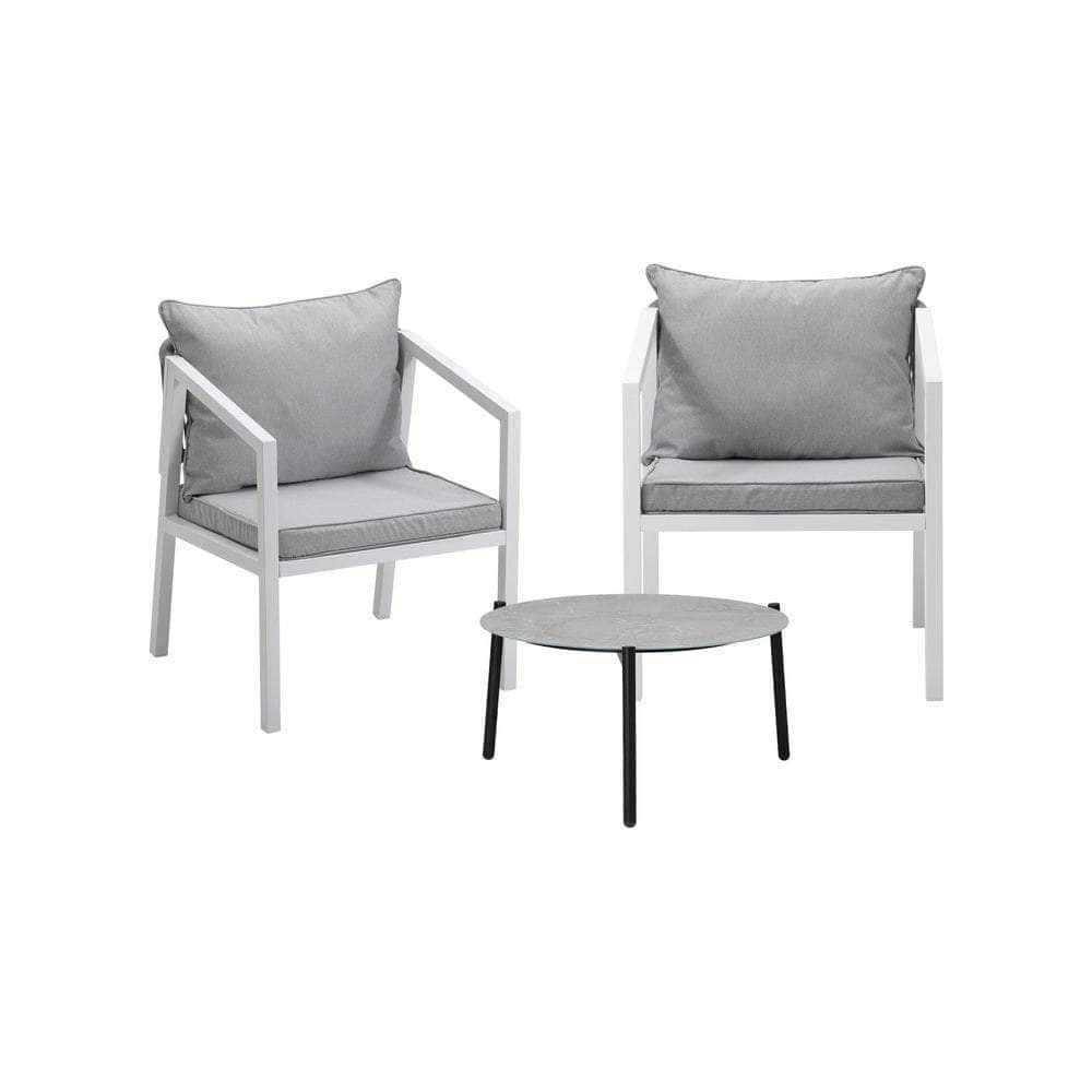 3PCS Outdoor Patio Setting Grey 70cm & 50cm Coffee Table