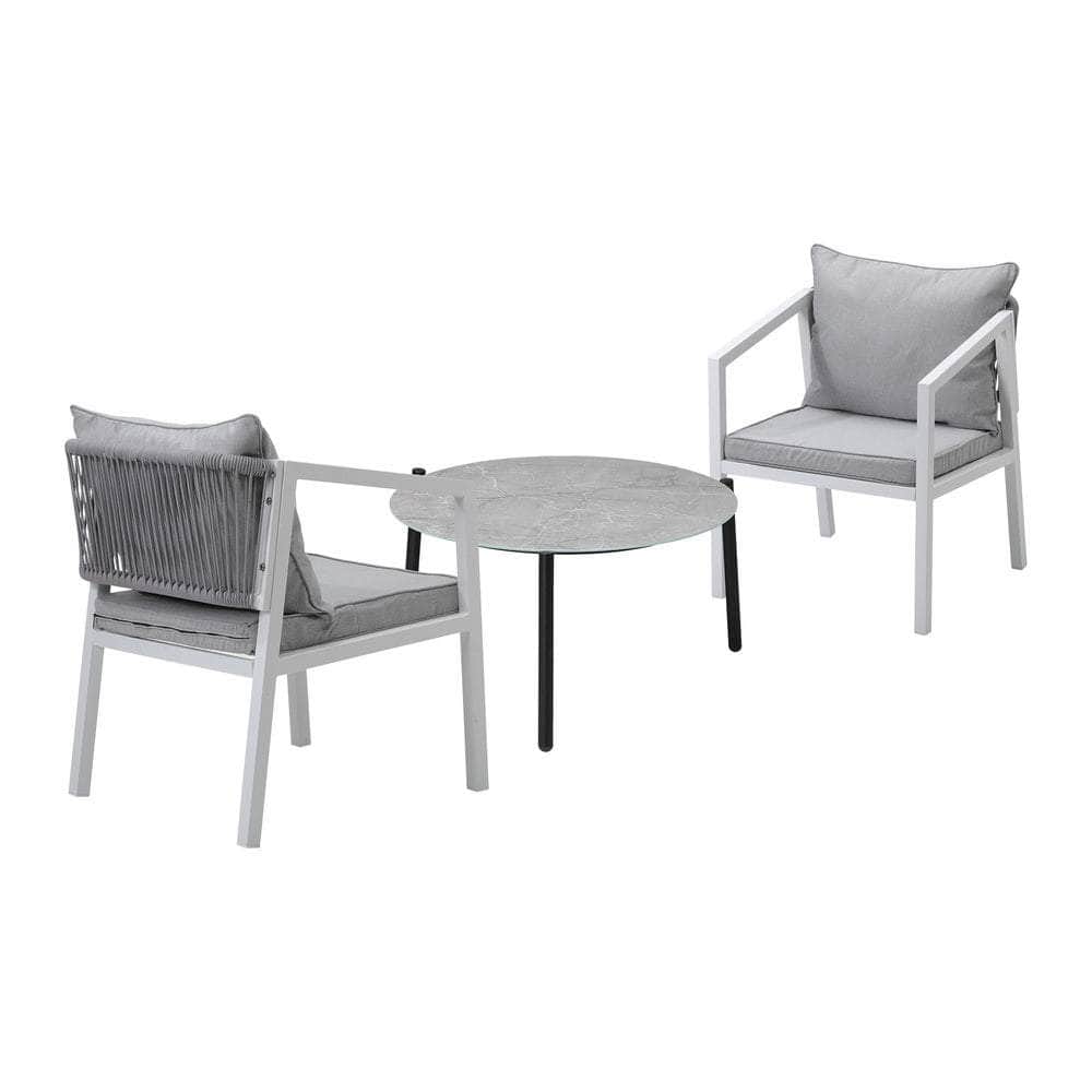 3PCS Outdoor Patio Setting Grey 70cm & 50cm Coffee Table