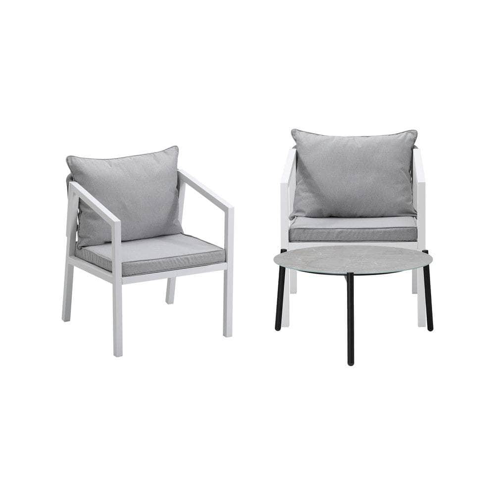 3PCS Outdoor Patio Setting Grey 70cm & 50cm Coffee Table