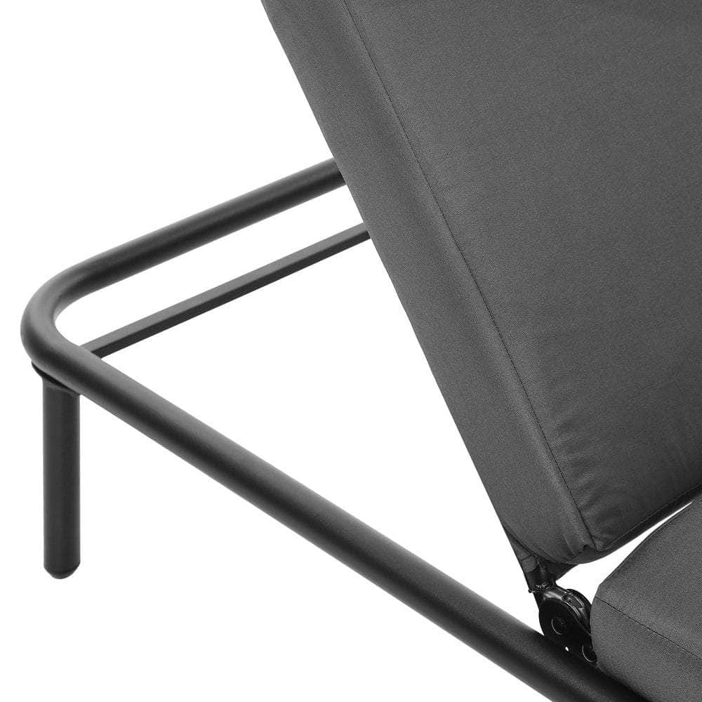 3PCS Sun Lounge Outdoor Lounger Set Table Chairs Beige & Grey