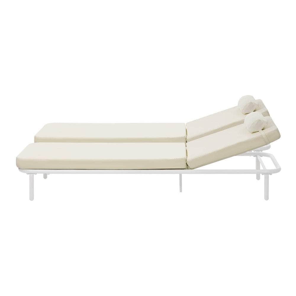 3PCS Sun Lounge Outdoor Lounger Set Table Chairs Beige & Grey