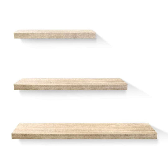 3pcs Wall Floating Shelf Set DIY Mount Storage Book Display Rack Oak