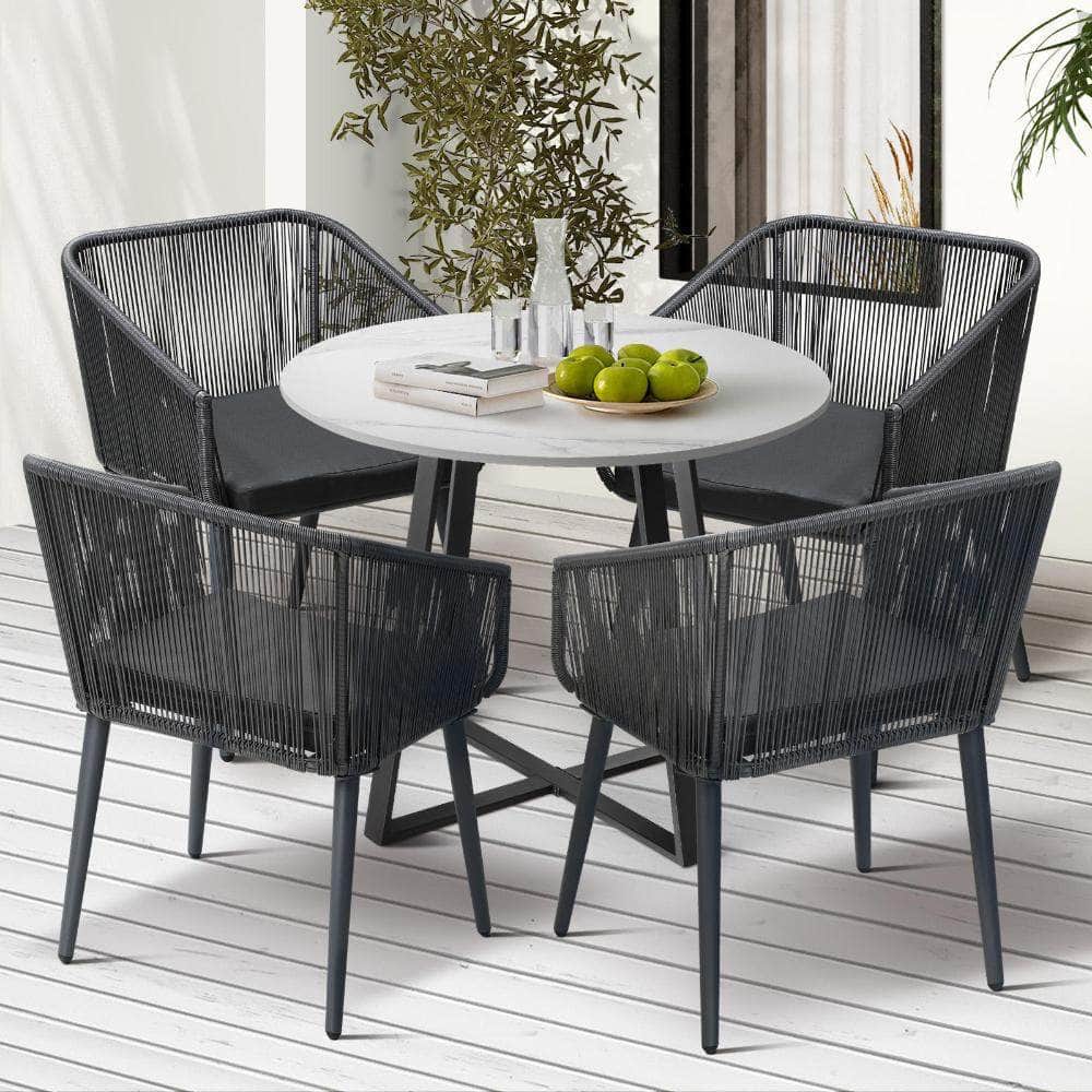 3x/5x Outdoor Dining Set Sintered Stone Table Bistro Set