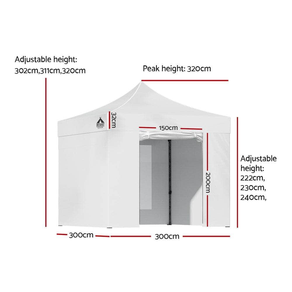 3X3 Pop Up Marquee Folding Tent - White