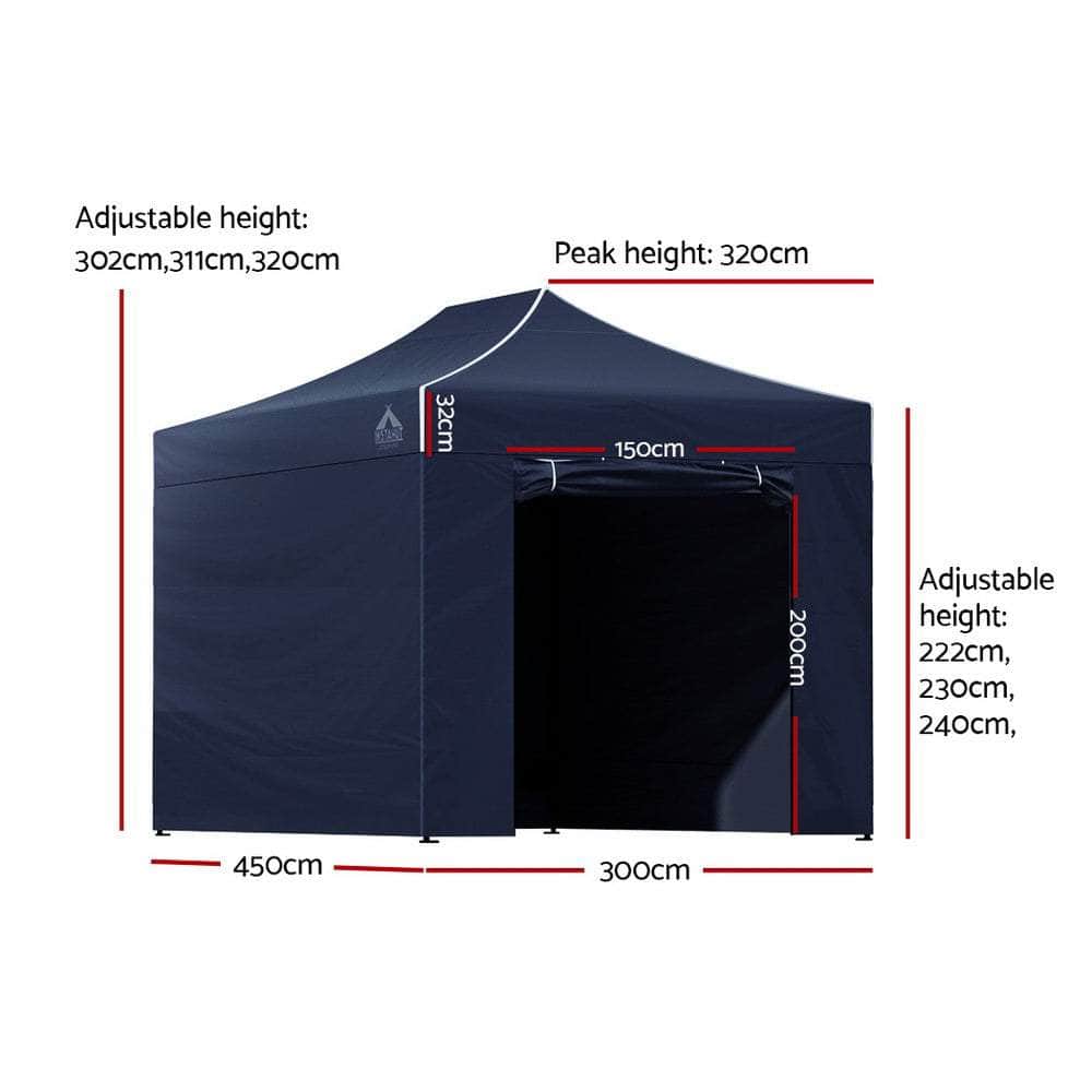 3X4.5 Pop Up Marquee Folding Tent - Navy