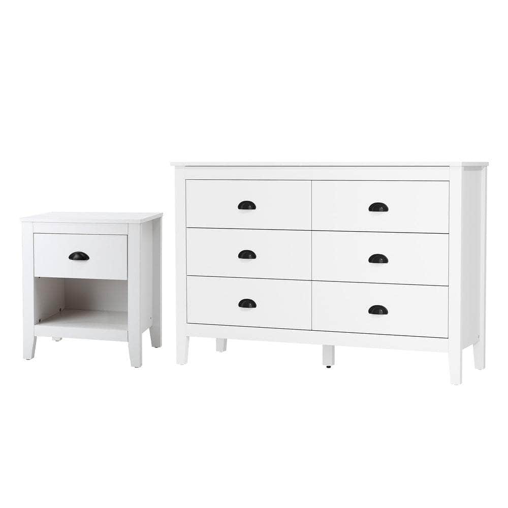4/6 Chest of Drawers and Bedside Table Vintage Bedroom Set