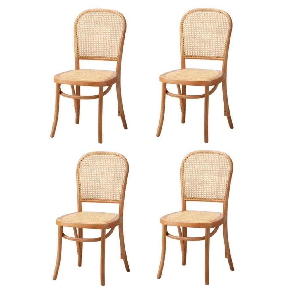 4/6PCS Dining Chairs Wooden Chairs Rattan Natural