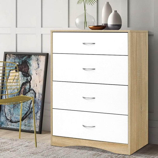 4 Drawer Chest of Drawers Storage Cabinet White Oak