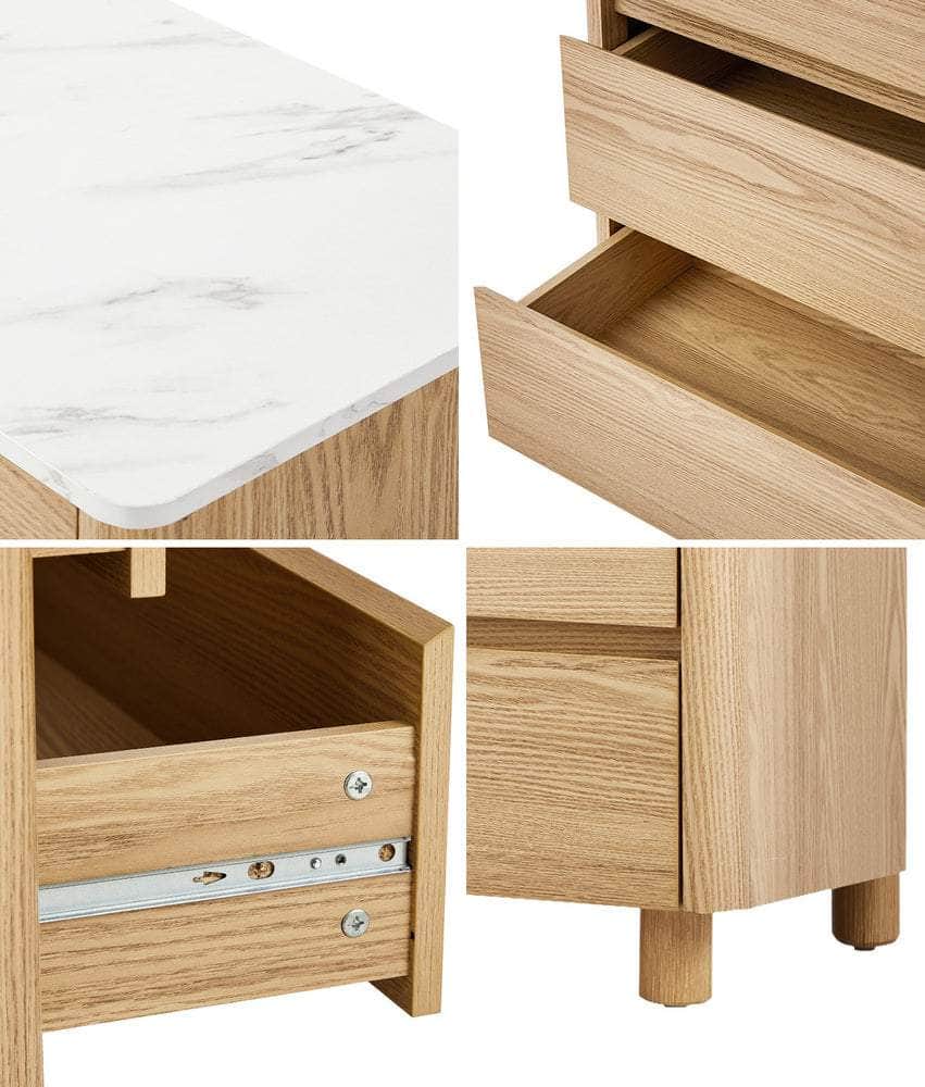 4 Chest of Drawers Dresser  Marble Top Natural