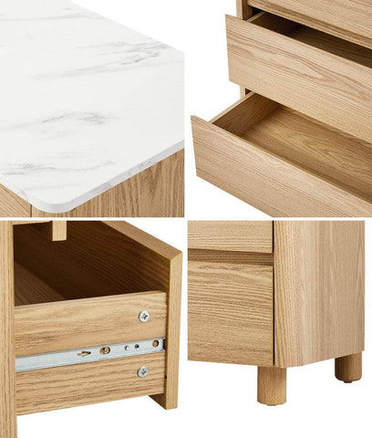 4 Chest of Drawers Dresser  Marble Top Natural