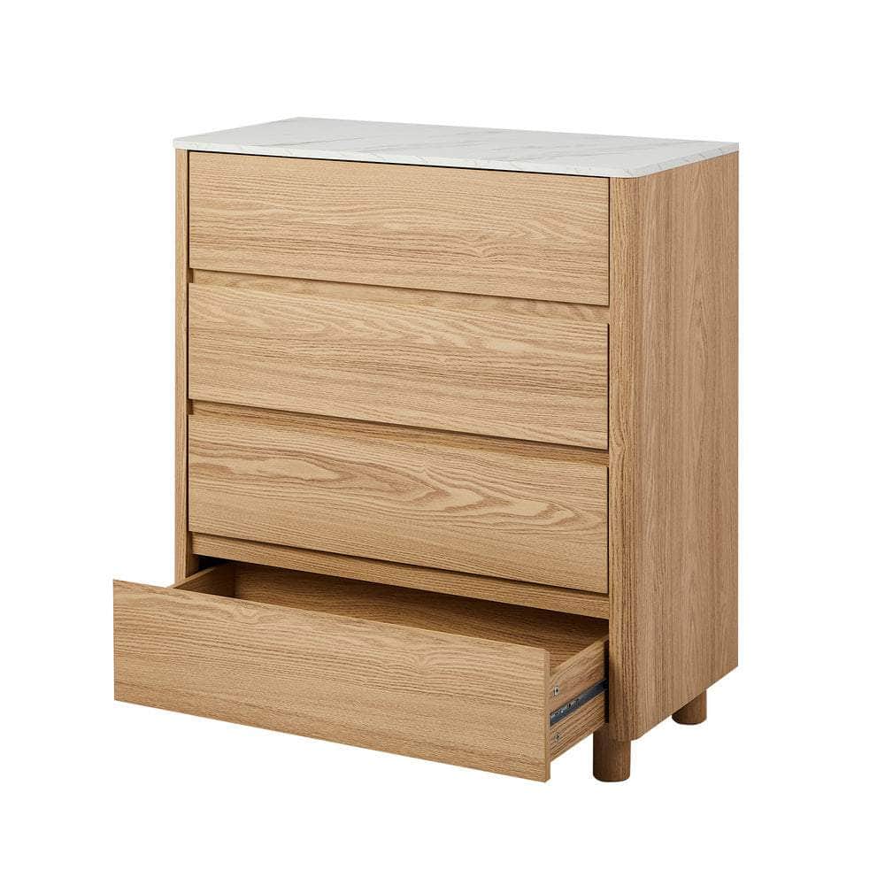 4 Chest of Drawers Dresser  Marble Top Natural