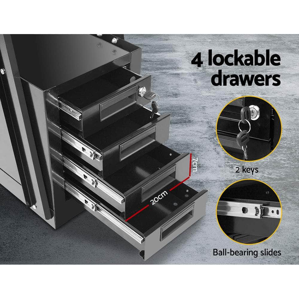 4 Drawer Welding Trolley - Black