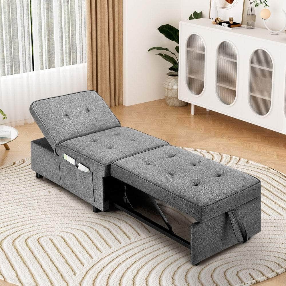 4 in 1 Convertible Sofa Bed Ottoman Couch Lounge Linen