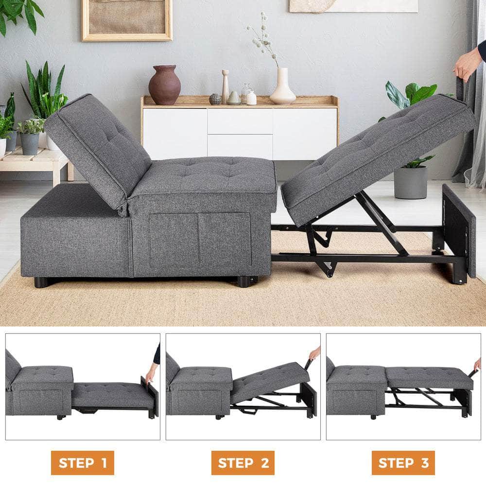 4 in 1 Convertible Sofa Bed Ottoman Couch Lounge Linen