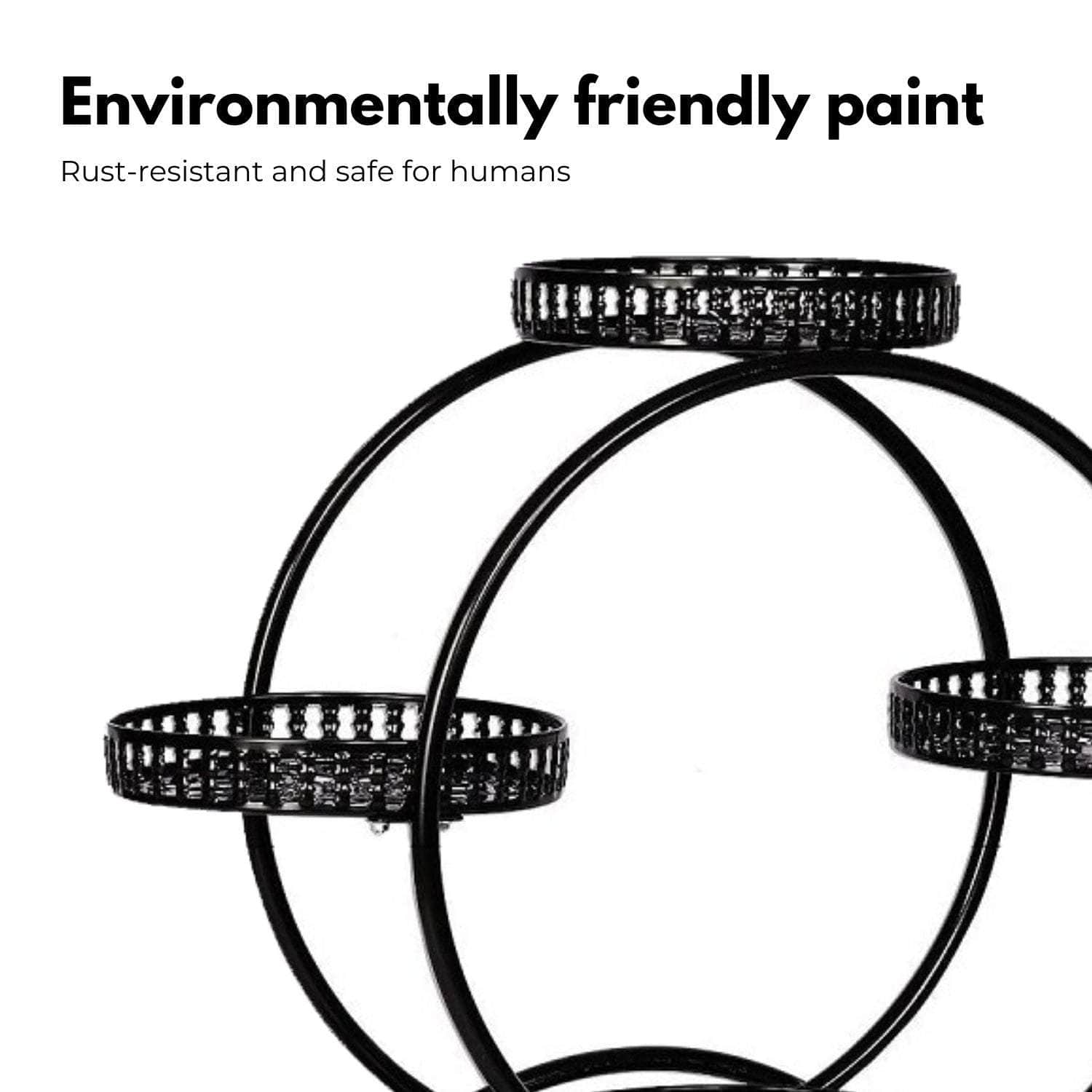 4 Layer 6 Pots Flower Holder Plant Stand Shelf With 4-Wheel (Black)