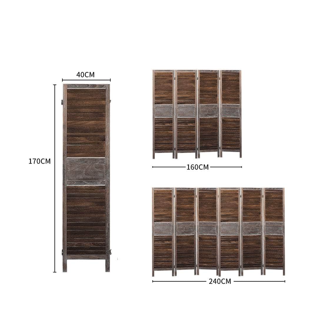 4 Panel Partition Room Divider Brown