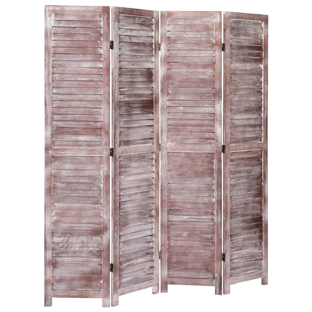 4-Panel Room Divider Brown