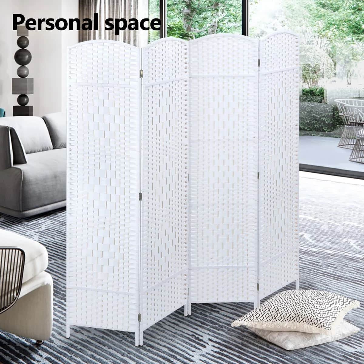 4 Panel Room Divider Decorative Folding Rattan Wicker Screen Room