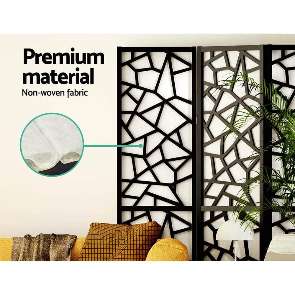 4 Panel Room Divider Screen 162X170Cm Black