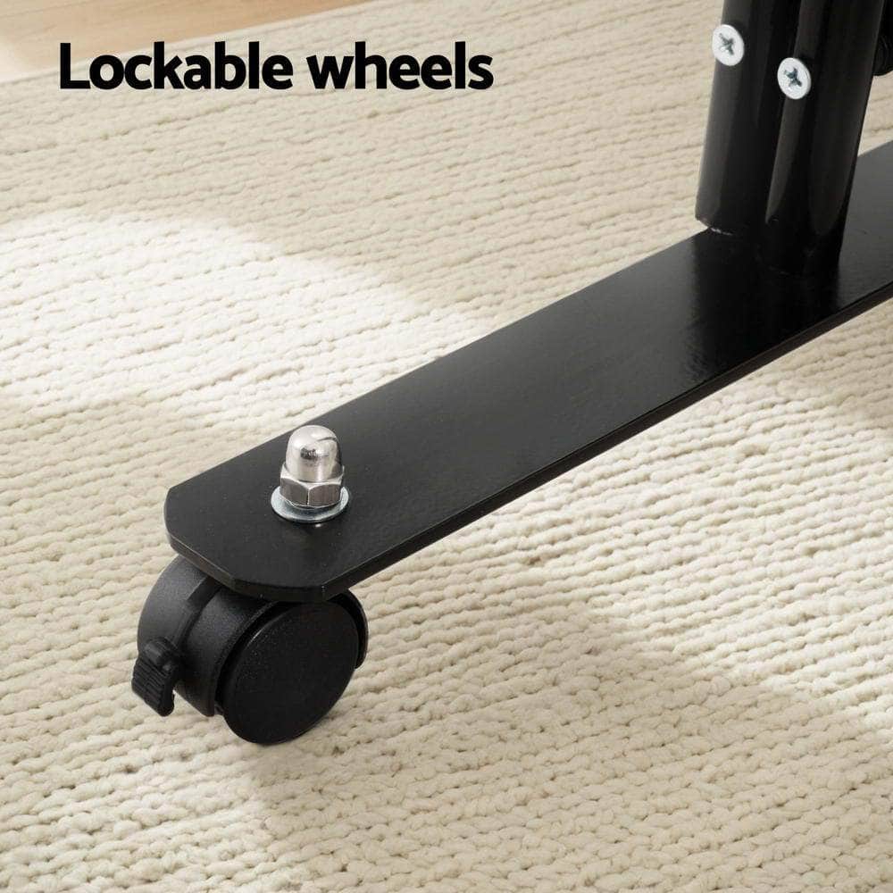 4 Panel Room Divider Screen Wheel Fabric Black
