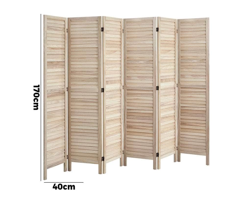 4 Panel Room Divider Timber Wooden Natural