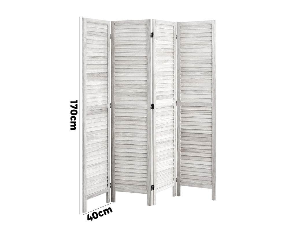 4 Panel Room Divider Timber Wooden Natural