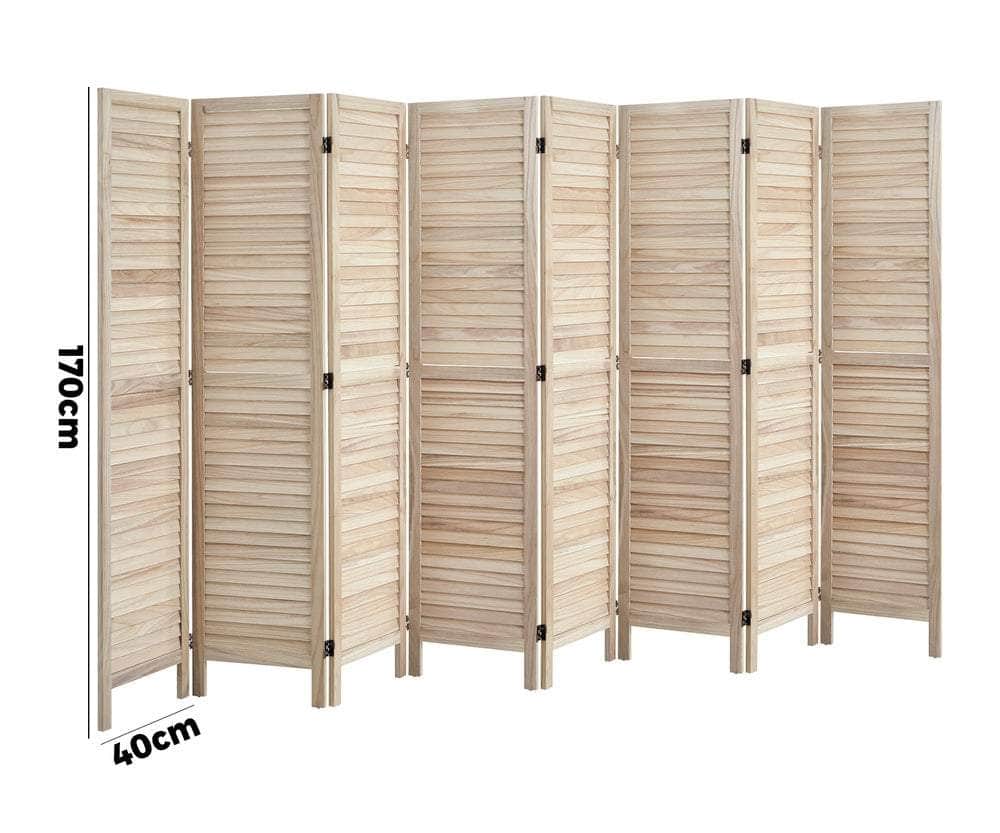 4 Panel Room Divider Timber Wooden Natural