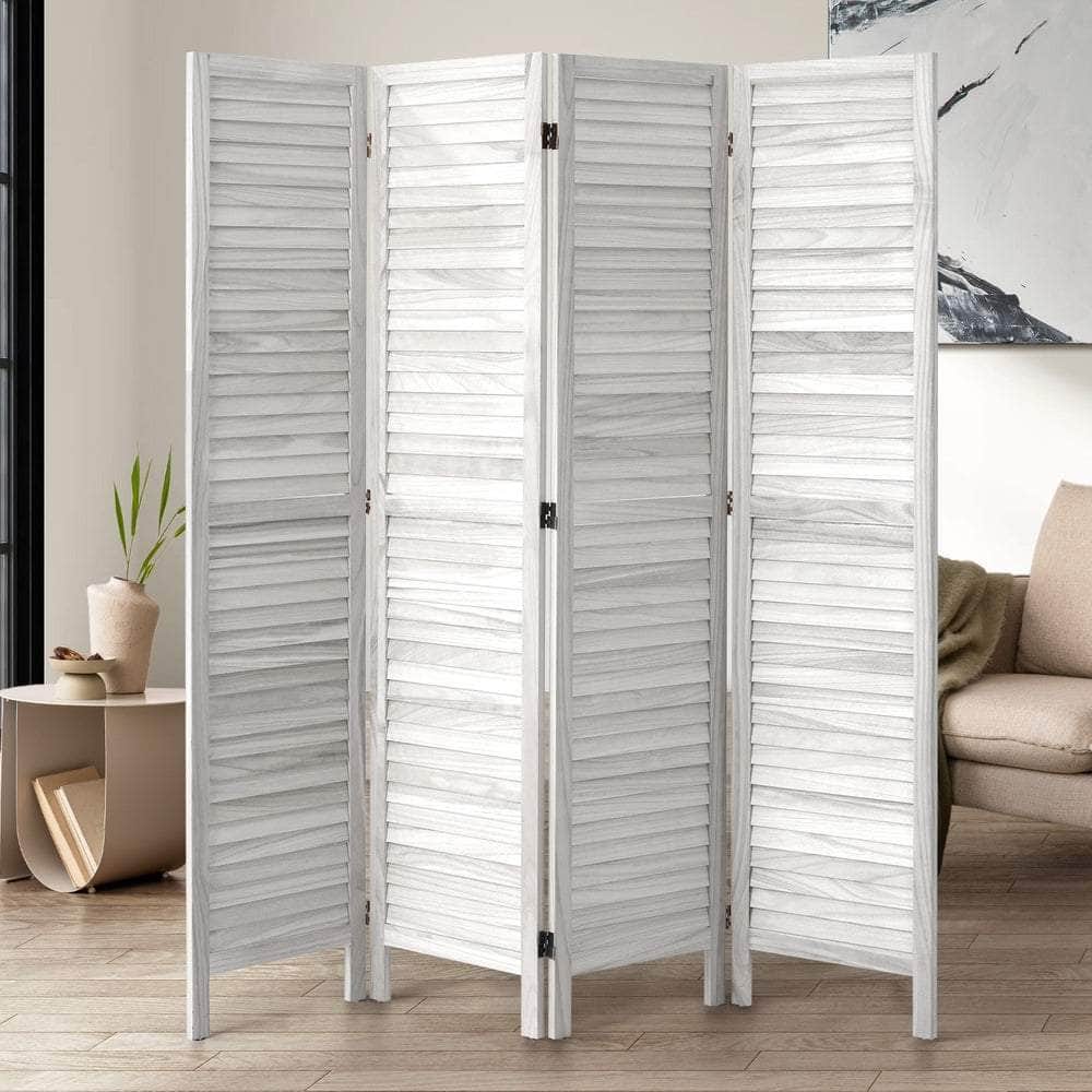 4 Panel Room Divider Timber Wooden Natural