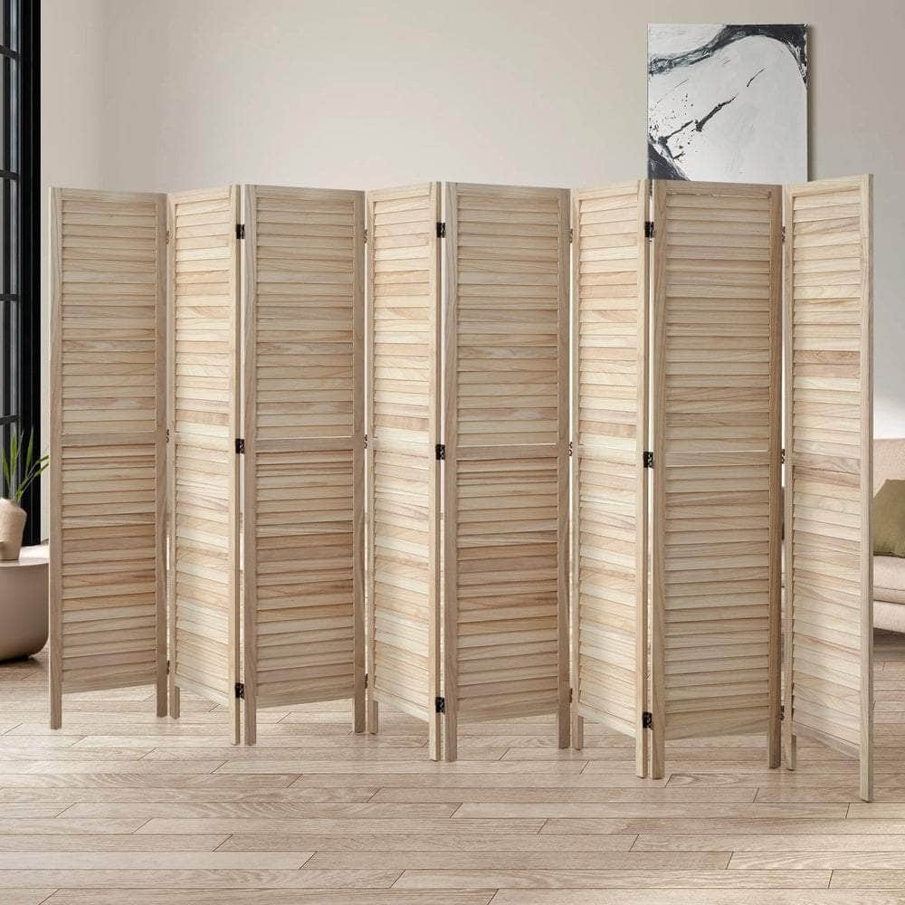 4 Panel Room Divider Timber Wooden Natural