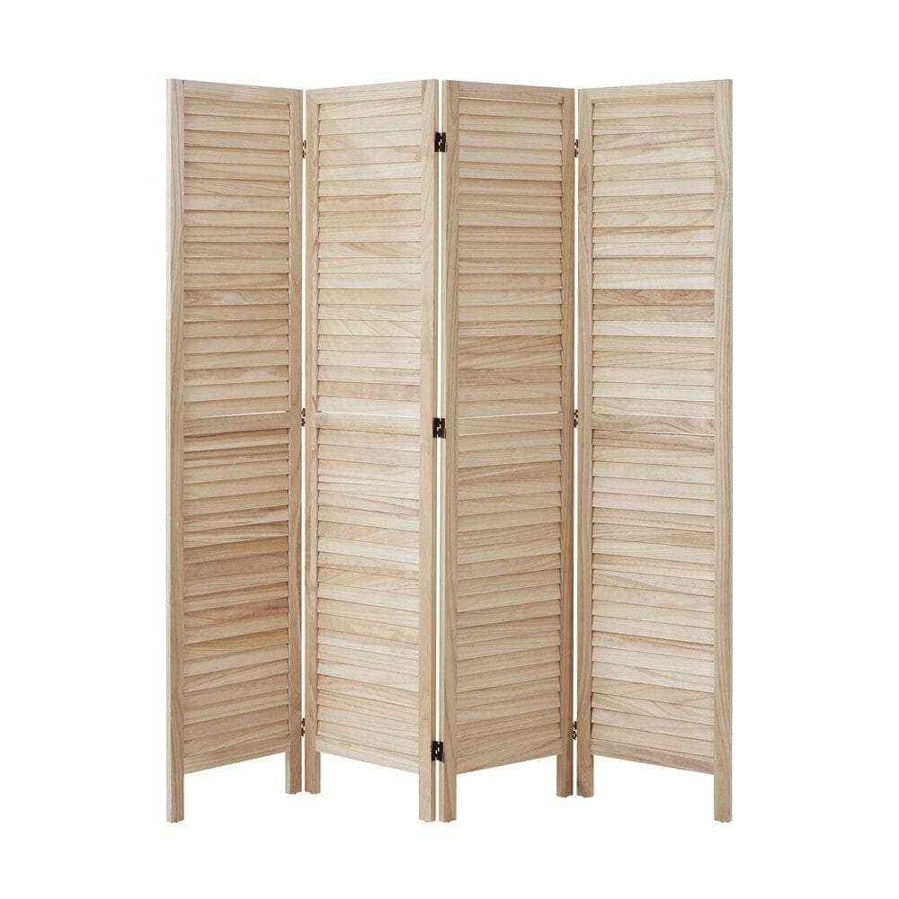 4 Panel Room Divider Timber Wooden Natural