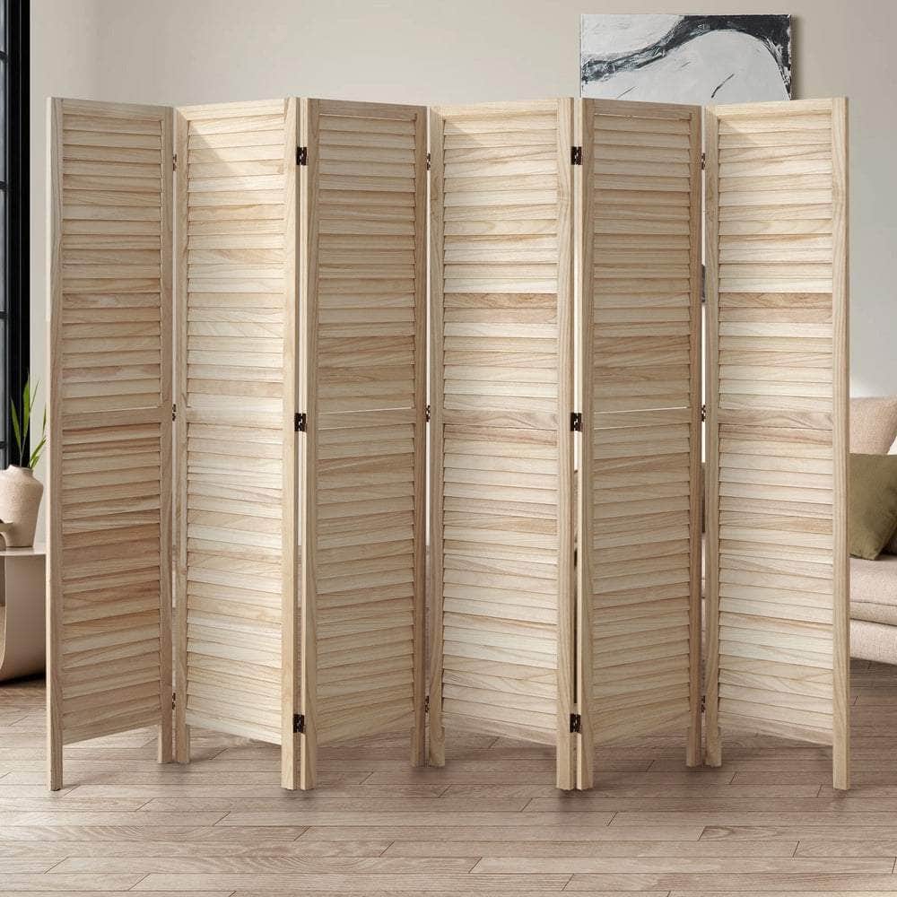 4 Panel Room Divider Timber Wooden Natural