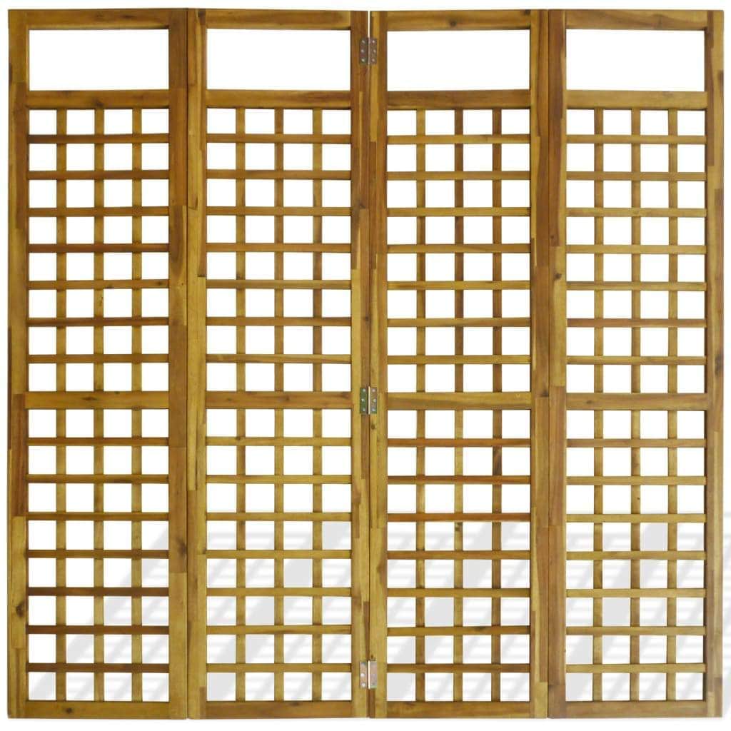 4-Panel Room Divider / Trellis Solid Acacia Wood