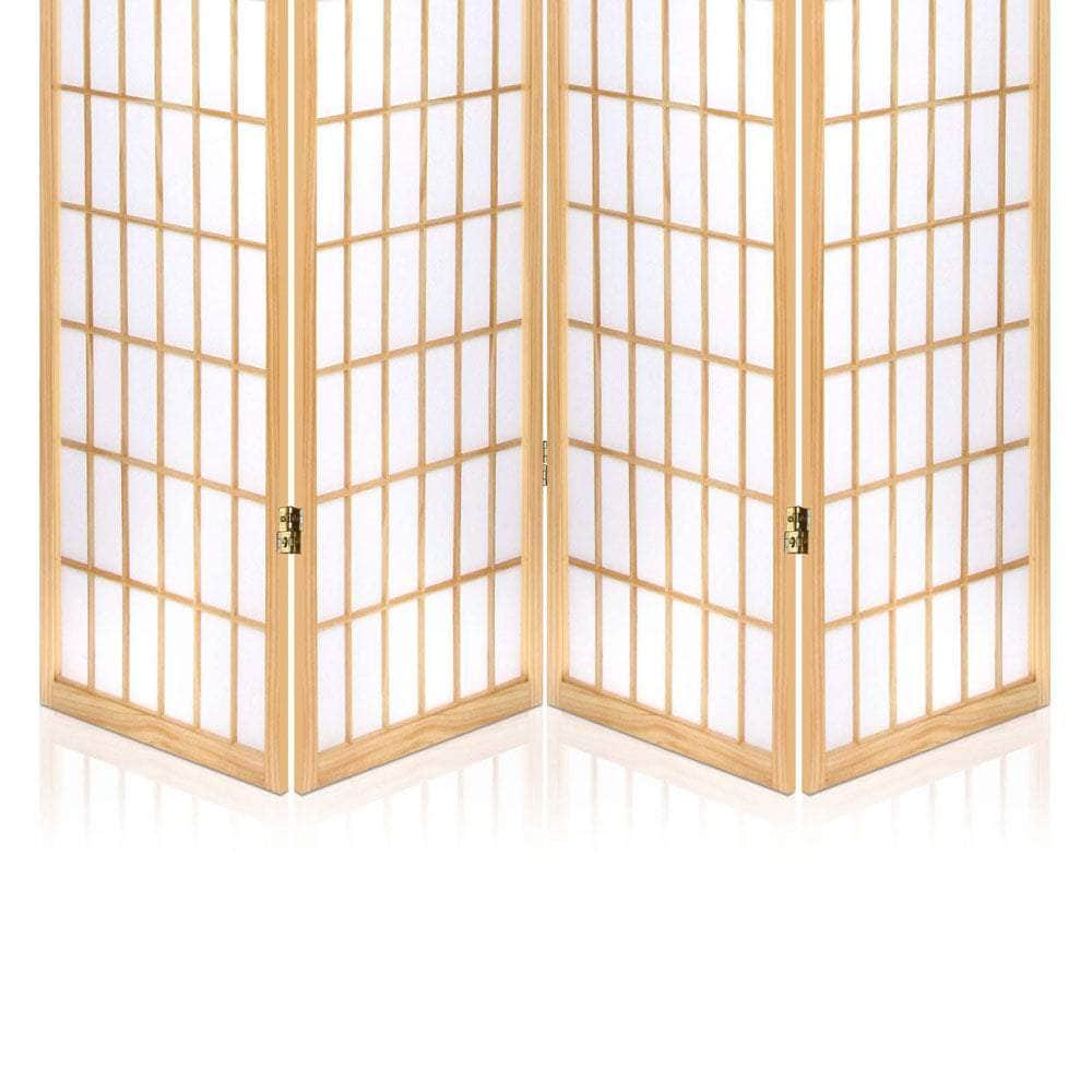 4 Panel Wooden Room Divider - Natural